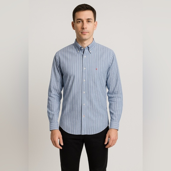 United Colors Of Benneton Shirt  nautical Blue Stripe Button Up Dress Suit XXL - Picture 1 of 11